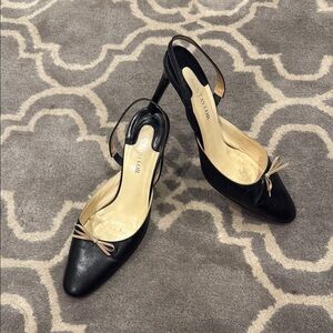 Ann Taylor Black Italian Slingback Heels, size 9
